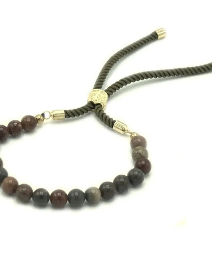 18K Gold Plated Gemstone Moss String Bracelet - Picasso Jasper - Bee my Gift