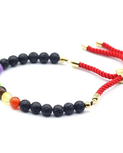 18K Gold Plated Gemstone Royal String Bracelet - Lava Stone Chakra - Bee my Gift