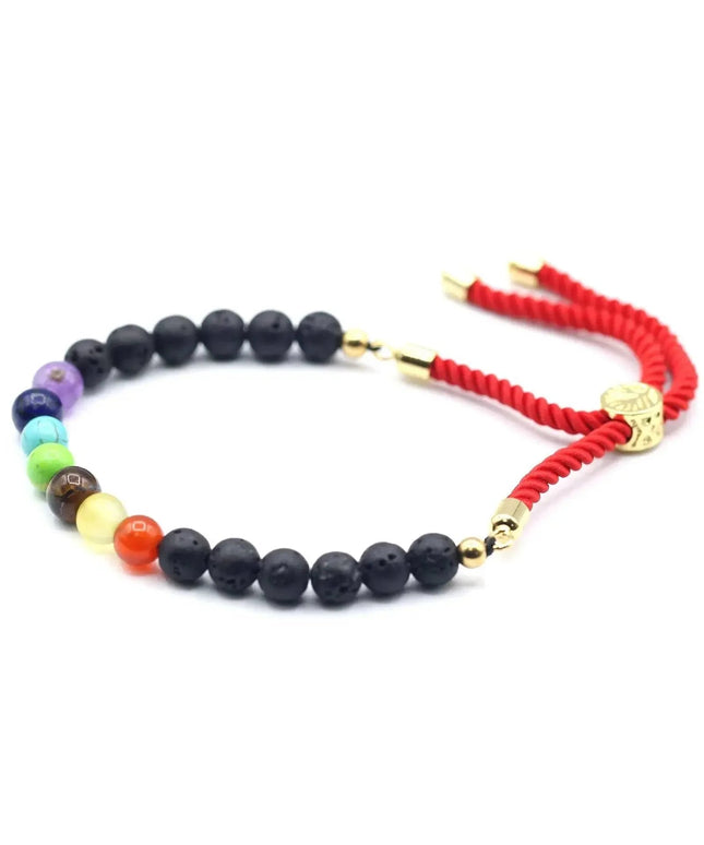 18K Gold Plated Gemstone Royal String Bracelet - Lava Stone Chakra - Bee my Gift