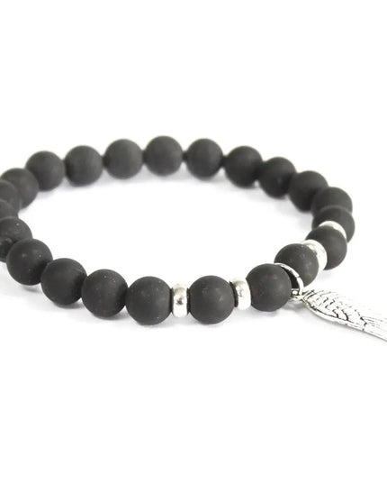 Angel Wing / Black Agate - Gemstone Bracelet - Bee my Gift