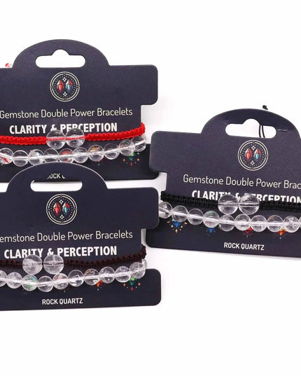 Gemstone Double Power Bracelets- Rock Quartz AWGifts Dropship