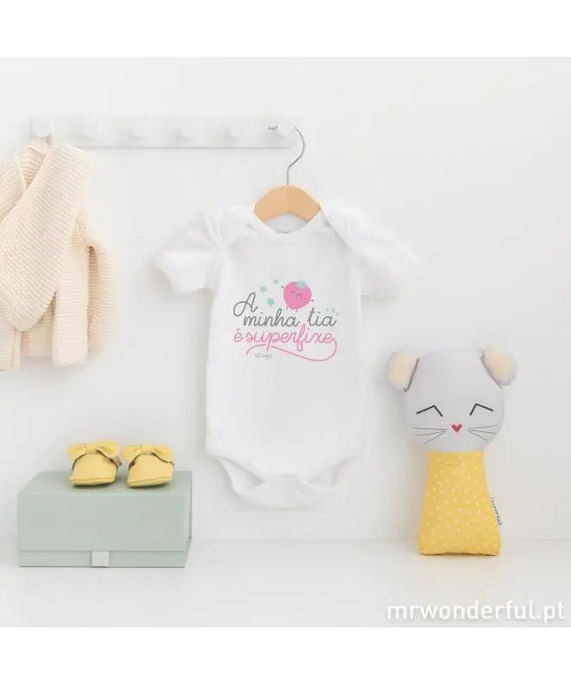 Body para bebé com a frase "A minha tia é superfixe" - Bee my Gift