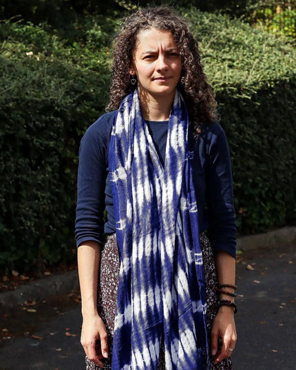 Boho Java Art Stole/Scarf - Indigo Stripes - 62x200cm - Bee my Gift