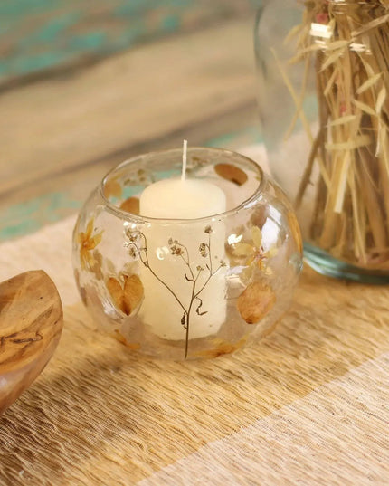 Botanical Glass Candle Holder - Large Rosa Bowl - Bee my Gift