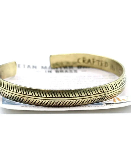 Brass Tibetan Bracelet - Slim Tribal Leaf - Bee my Gift