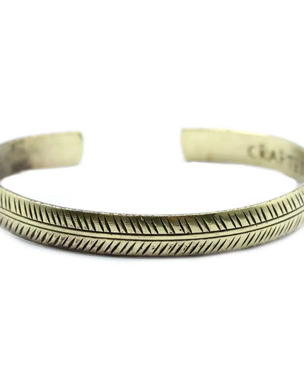 Brass Tibetan Bracelet - Slim Tribal Leaf - Bee my Gift