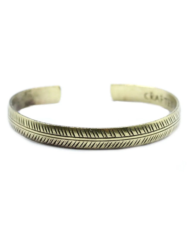 Brass Tibetan Bracelet - Slim Tribal Leaf - Bee my Gift