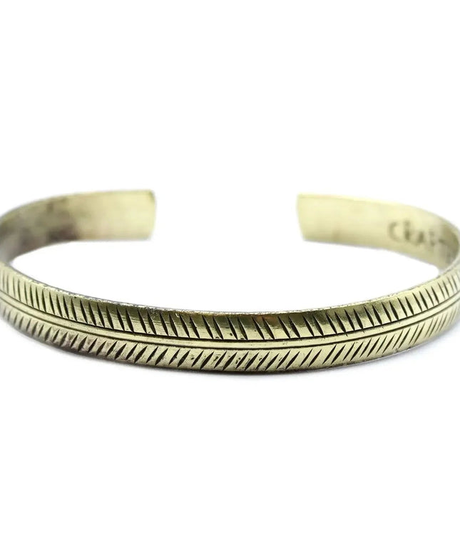 Brass Tibetan Bracelet - Slim Tribal Leaf - Bee my Gift