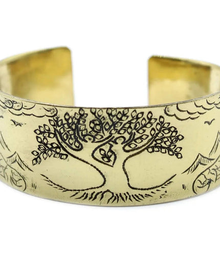 Brass Tibetan Mantra Bracelet - Tree of Life - Bee my Gift