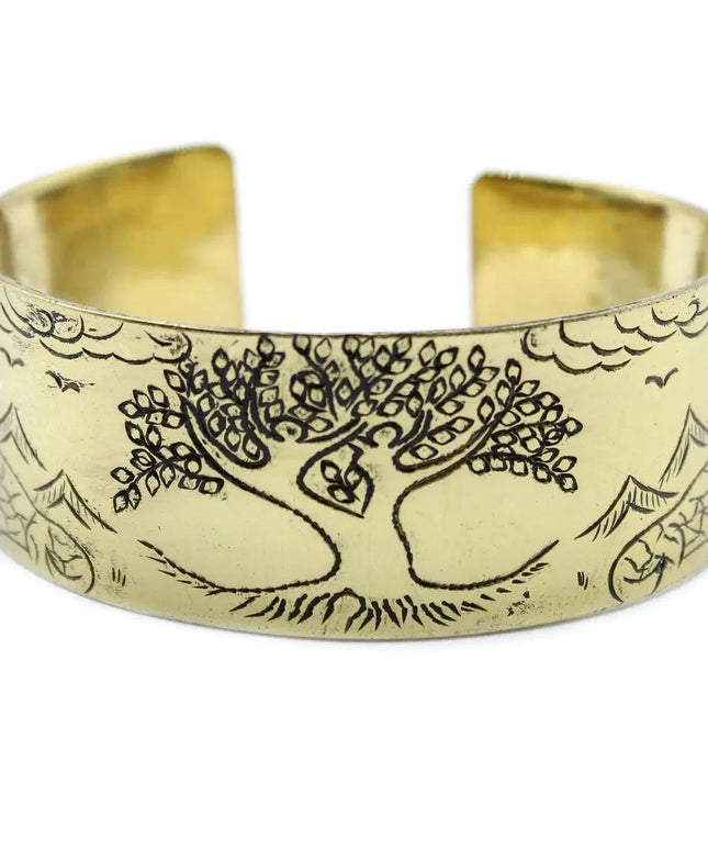 Brass Tibetan Mantra Bracelet - Tree of Life - Bee my Gift