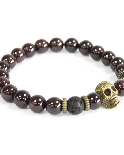 Bronze Skull / Blood Stone - Gemstone Bracelet - Bee my Gift