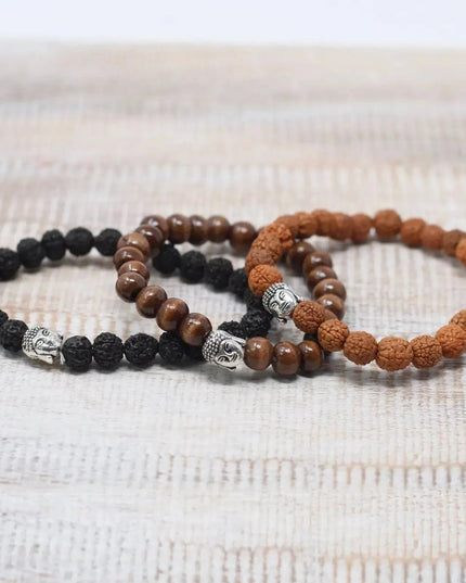 Brown Beads & Buddah Bangle - Bee my Gift