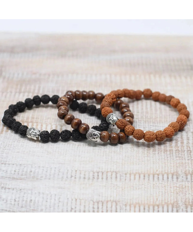 Brown Beads & Buddah Bangle - Bee my Gift