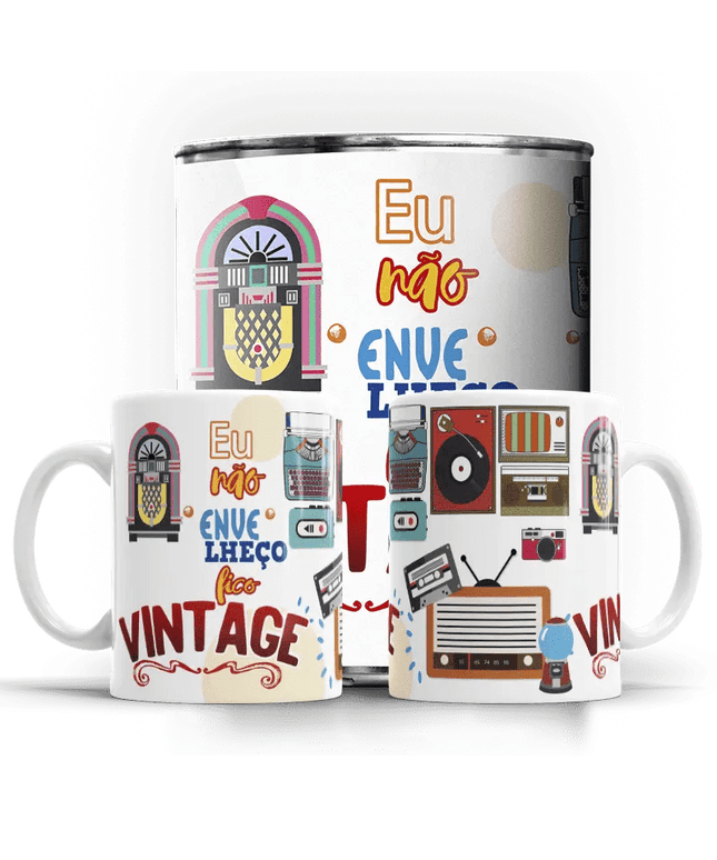 Caneca Dia do Pai " Eu não envelheço...Fico Vintage" - Bee my Gift