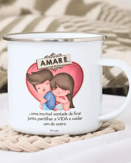 Caneca Esmalte Namorados Personalizável 031 - Bee my Gift