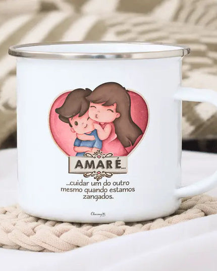 Caneca Esmalte Namorados Personalizável 033 - Bee my Gift
