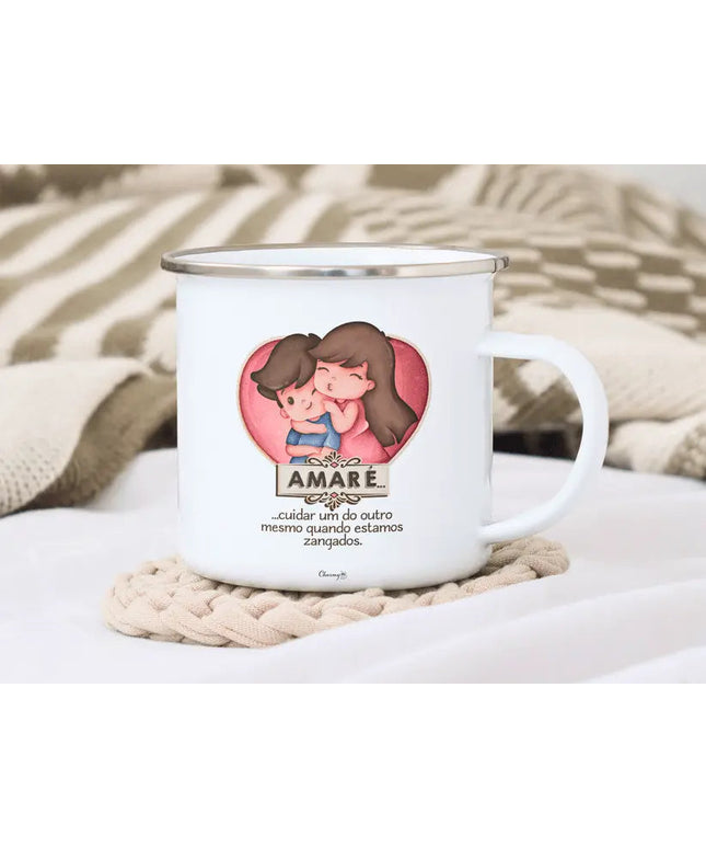 Caneca Esmalte Namorados Personalizável 033 - Bee my Gift
