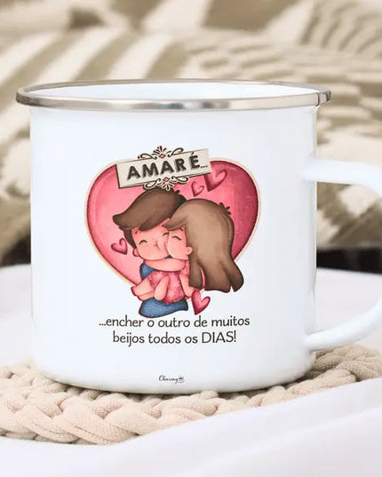 Caneca Esmalte Namorados Personalizável 034 - Bee my Gift