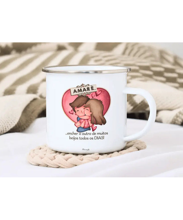 Caneca Esmalte Namorados Personalizável 034 - Bee my Gift