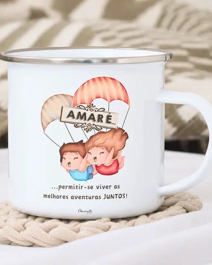 Caneca Esmalte Namorados Personalizável 035 - Bee my Gift