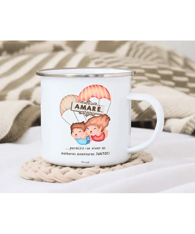 Caneca Esmalte Namorados Personalizável 035 - Bee my Gift