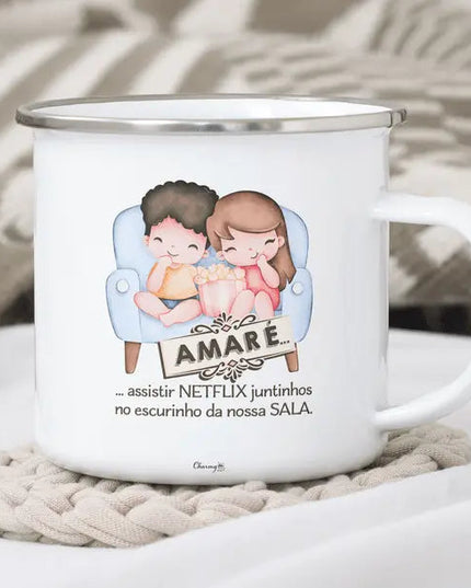 Caneca Esmalte Namorados Personalizável 036 - Bee my Gift