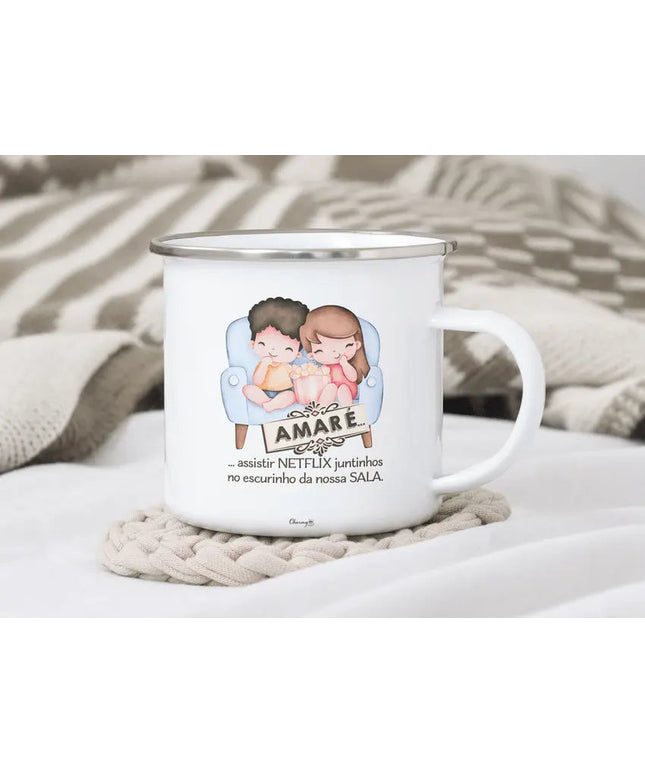 Caneca Esmalte Namorados Personalizável 036 - Bee my Gift