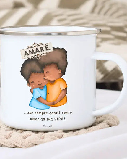 Caneca Esmalte Namorados Personalizável 038 - Bee my Gift