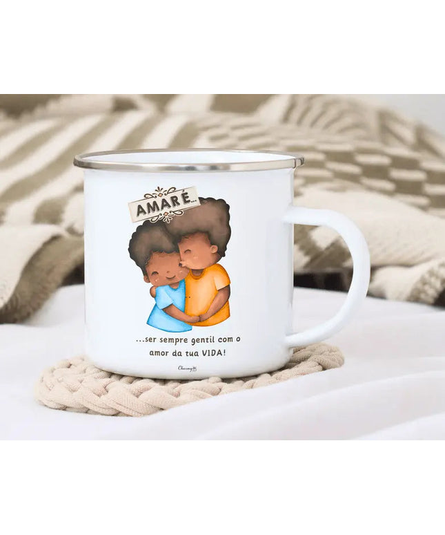 Caneca Esmalte Namorados Personalizável 038 - Bee my Gift