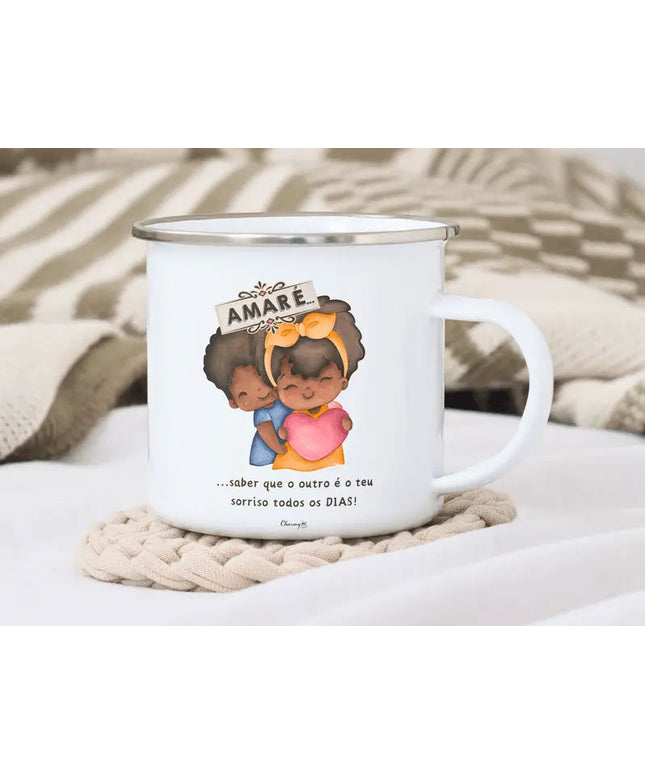 Caneca Esmalte Namorados Personalizável 039 - Bee my Gift