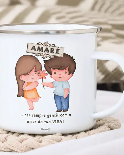 Caneca Esmalte Namorados Personalizável 040 - Bee my Gift
