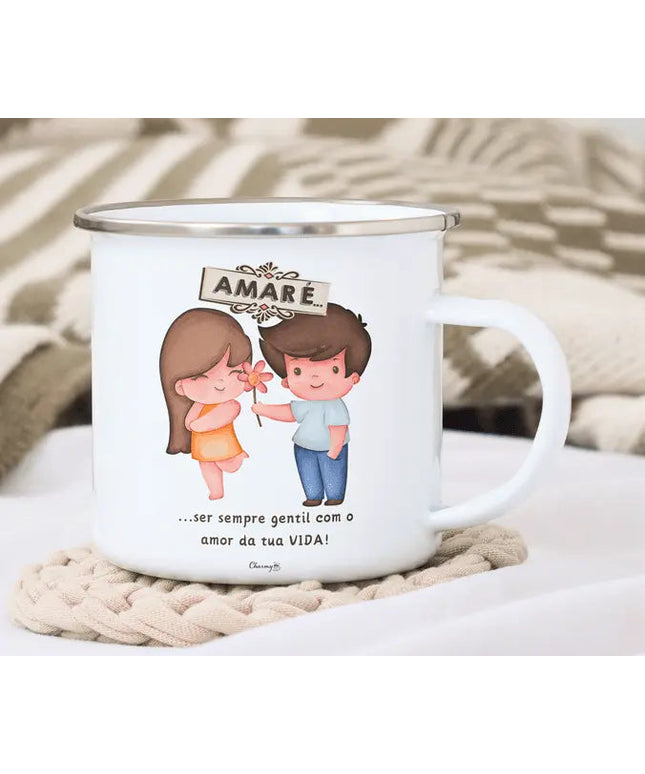 Caneca Esmalte Namorados Personalizável 040 - Bee my Gift