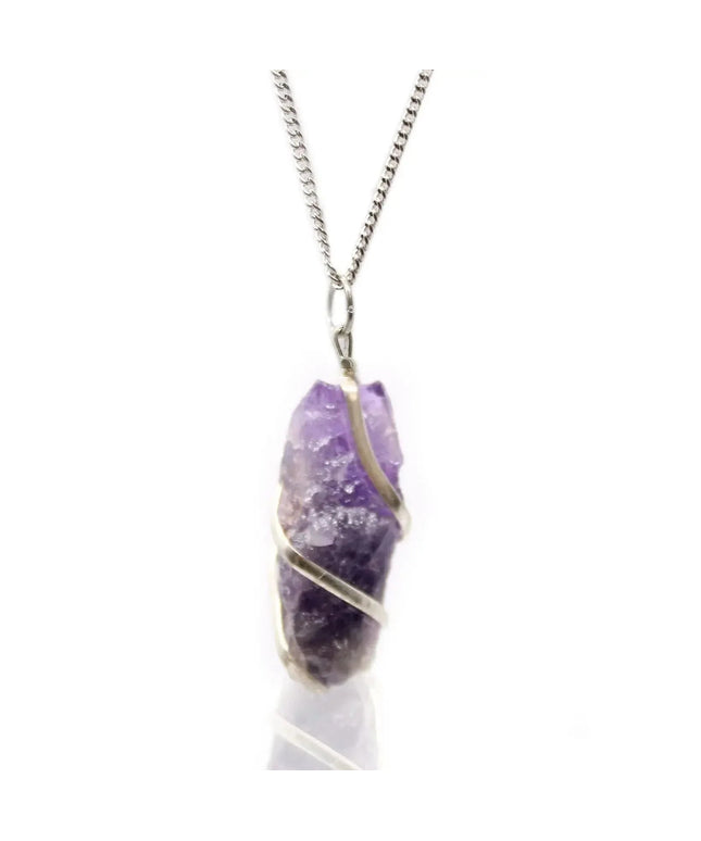Cascade Wrapped Gemstone Necklace - Rough Amethyst - Bee my Gift