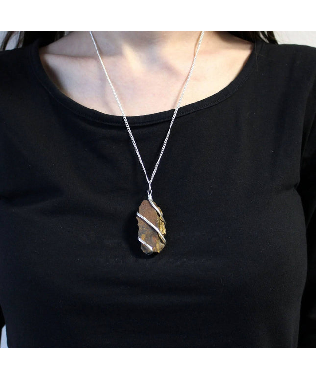 Cascade Wrapped Gemstone Necklace - Rough Tiger Eye - Bee my Gift