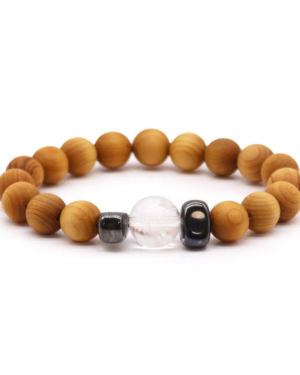 Cedarwood Crown Chakra Bangle with Clear Quartz - Bee my Gift