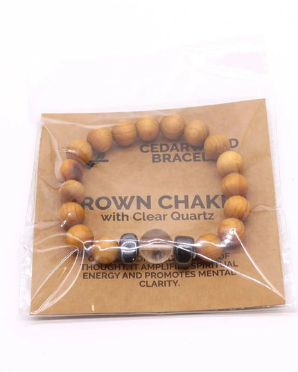 Cedarwood Crown Chakra Bangle with Clear Quartz - Bee my Gift