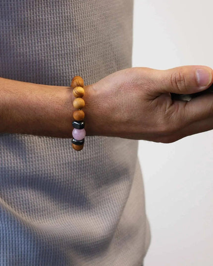 Cedarwood Heart Chakra Bangle with Rose Quartz - Bee my Gift