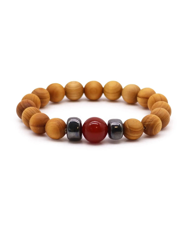Cedarwood Root Chakra Bangle with Red Jasper - Bee my Gift
