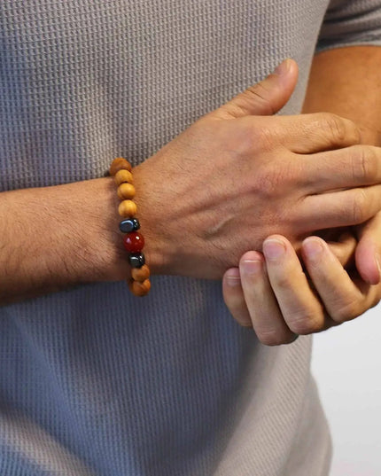 Cedarwood Root Chakra Bangle with Red Jasper - Bee my Gift