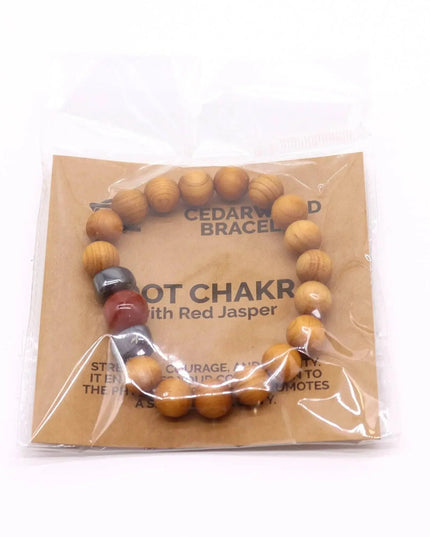Cedarwood Root Chakra Bangle with Red Jasper - Bee my Gift