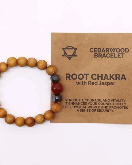 Cedarwood Root Chakra Bangle with Red Jasper - Bee my Gift