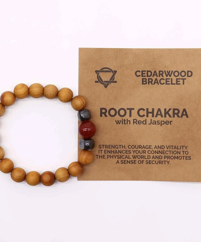 Cedarwood Root Chakra Bangle with Red Jasper - Bee my Gift