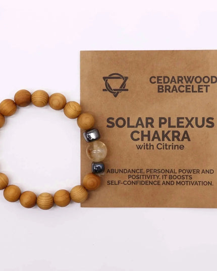Cedarwood Solar Plexus Chakra Bangle with Citrine - Bee my Gift