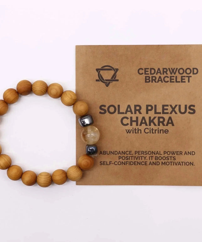 Cedarwood Solar Plexus Chakra Bangle with Citrine - Bee my Gift