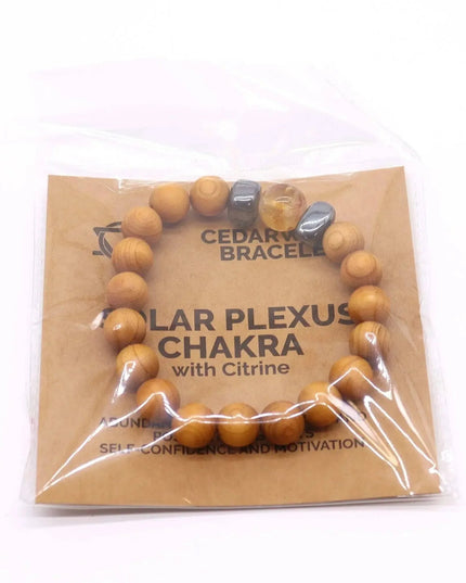 Cedarwood Solar Plexus Chakra Bangle with Citrine - Bee my Gift