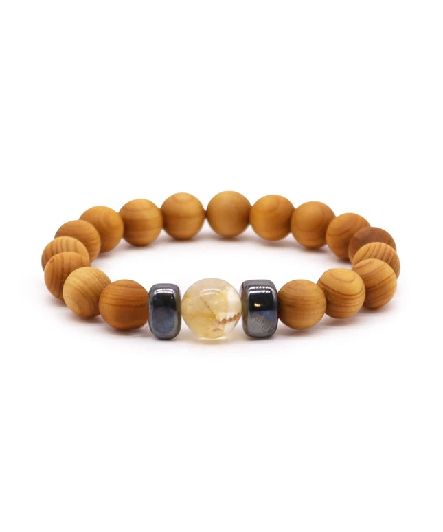 Cedarwood Solar Plexus Chakra Bangle with Citrine - Bee my Gift