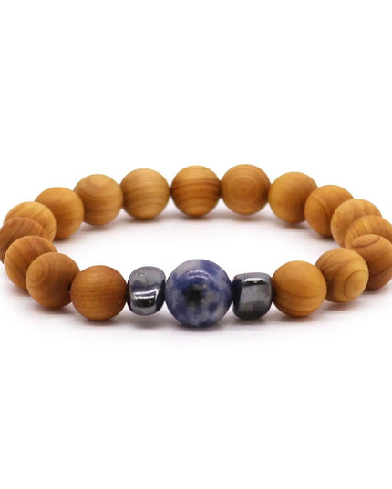 Cedarwood Throat Chakra Bangle with Sodalite - Bee my Gift