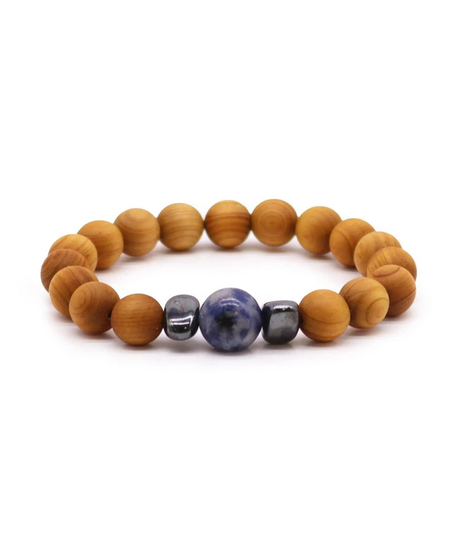 Cedarwood Throat Chakra Bangle with Sodalite - Bee my Gift