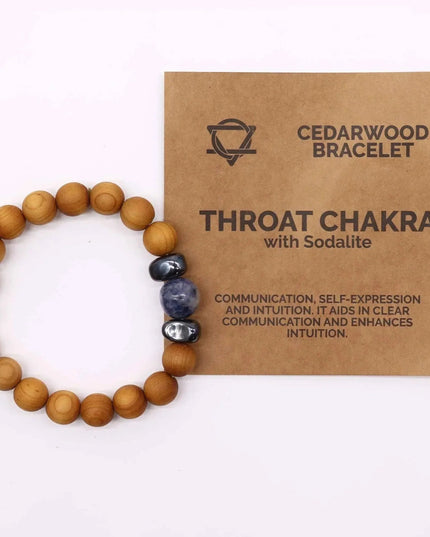 Cedarwood Throat Chakra Bangle with Sodalite - Bee my Gift