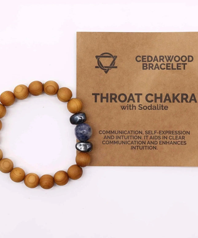 Cedarwood Throat Chakra Bangle with Sodalite - Bee my Gift
